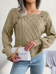 Women's plus size loose knit pullover sweater solid color