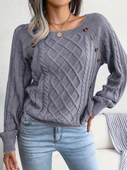 Women's plus size loose knit pullover sweater solid color